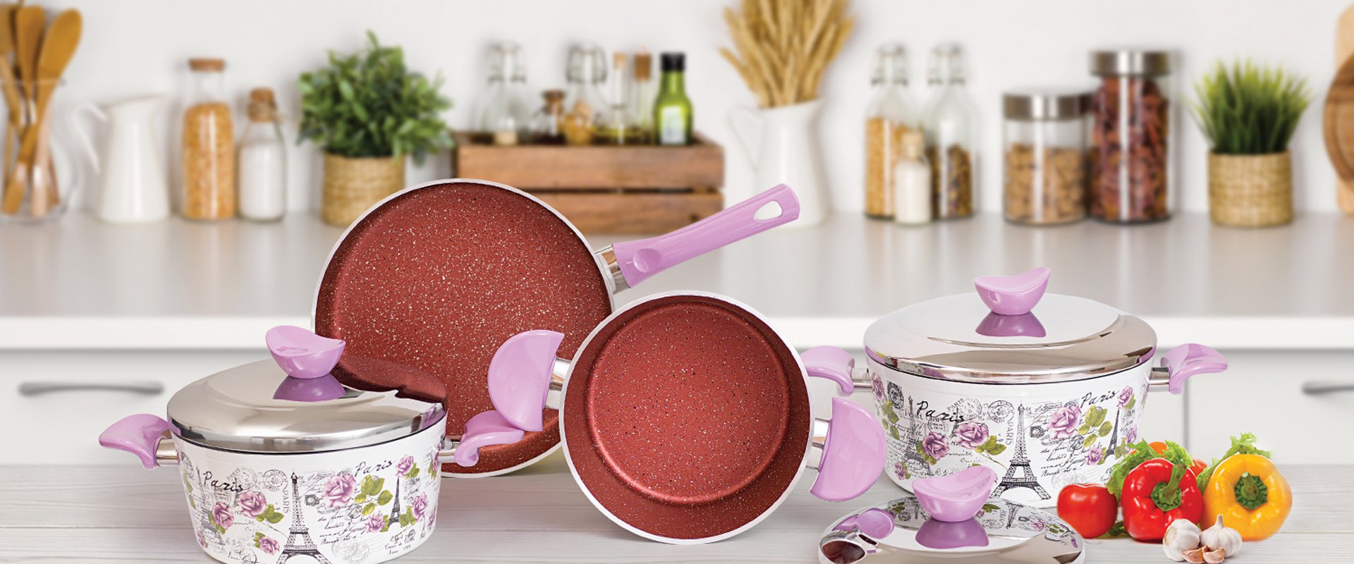 7 PCS ALUMINIUM ENAMEL GRANITE PRESSED SET