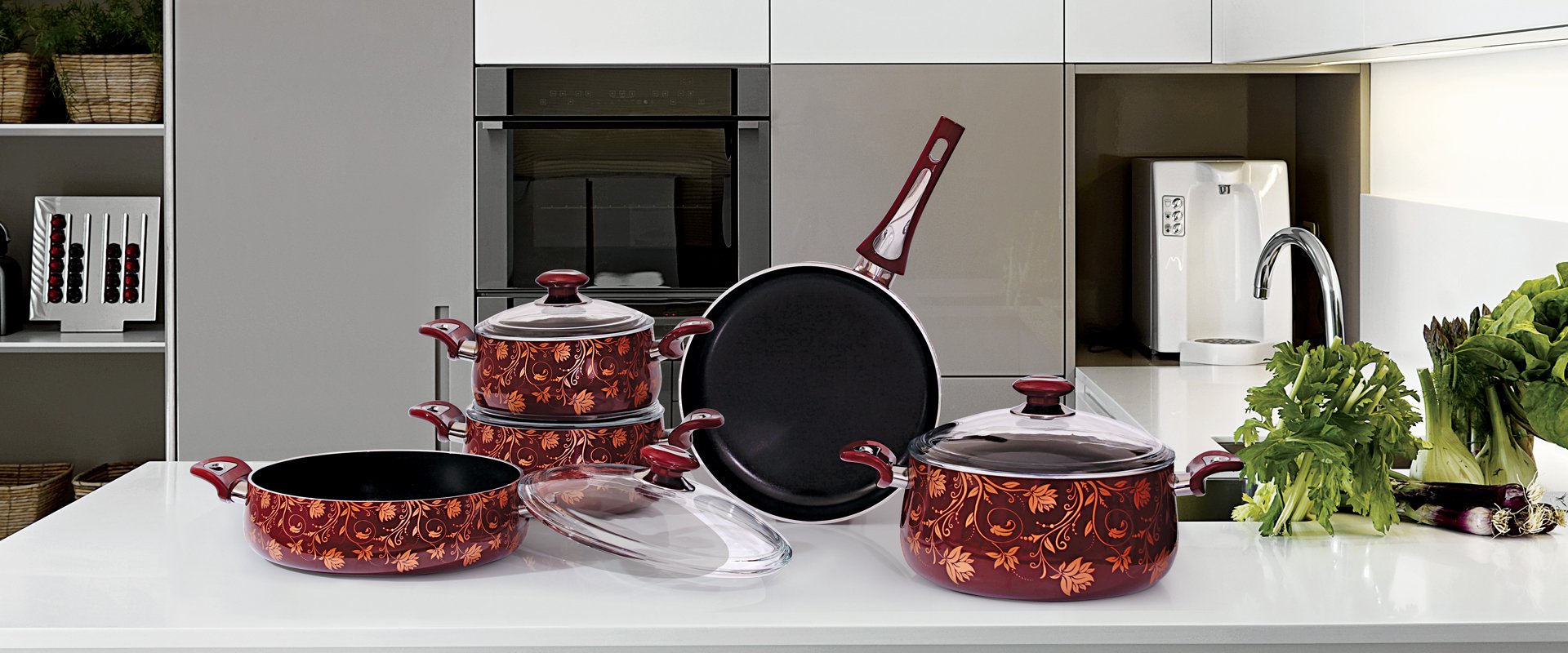 9 PCS ALUMINIUM ENAMEL NON-STICK BELLY SET