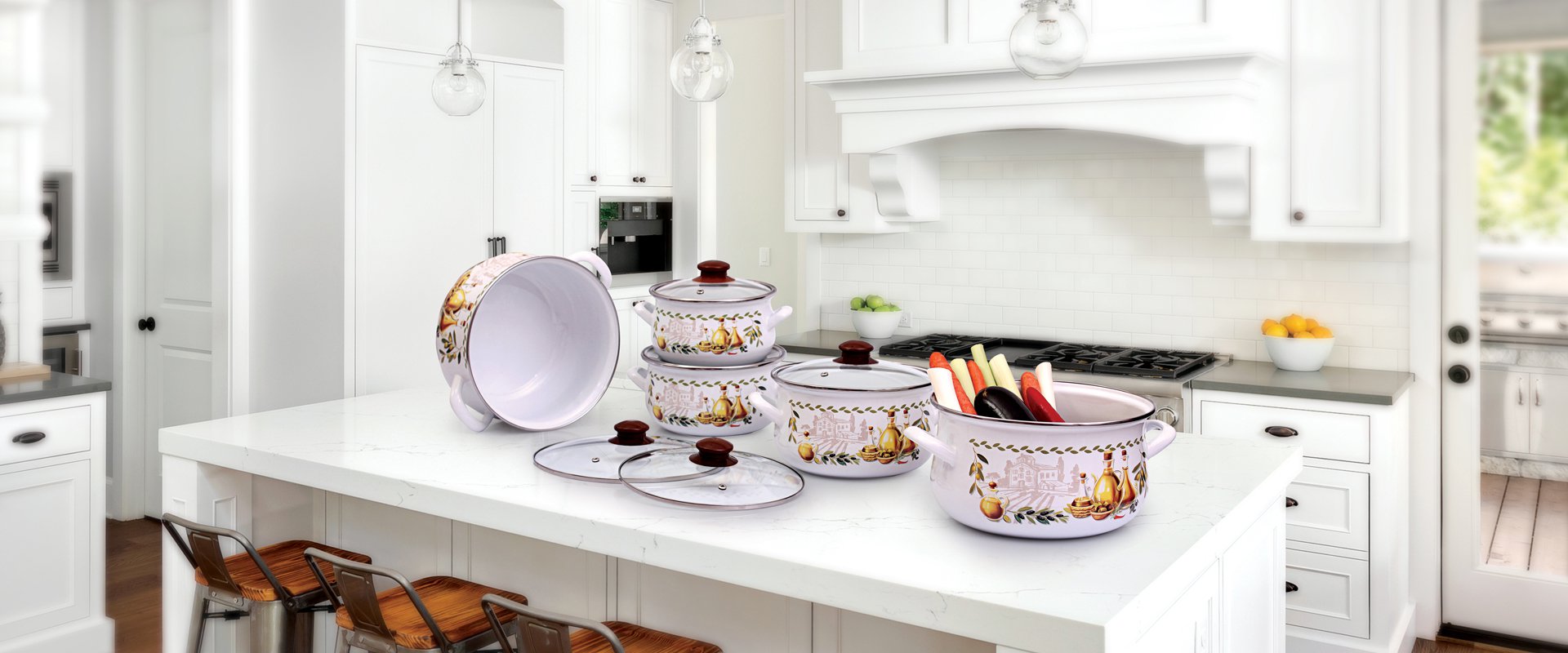 ENAMEL BELLY CASSEROLES